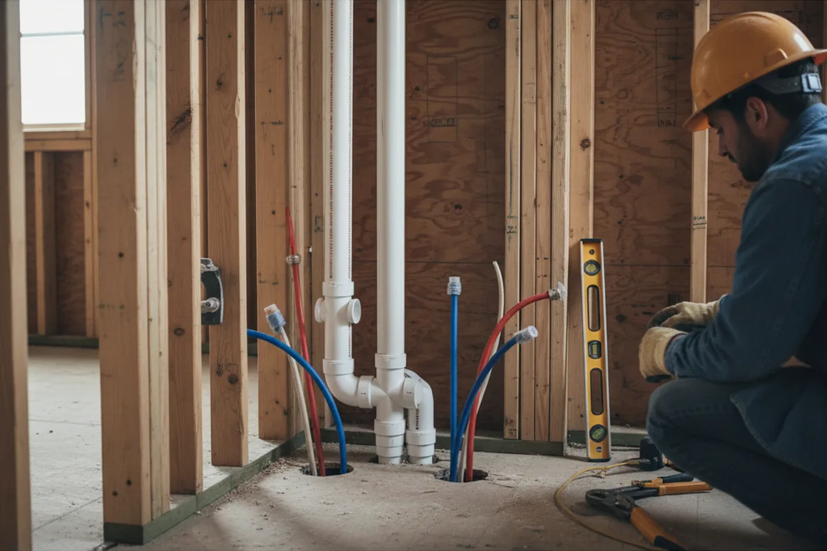 Drain and supply rough-in during Drain Cleaning in Deerton