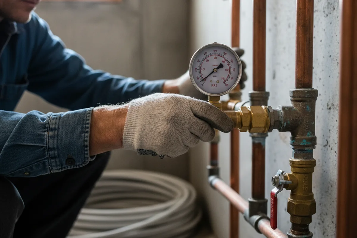 Pressure testing a repaired line during Water Line Repair in Deerton